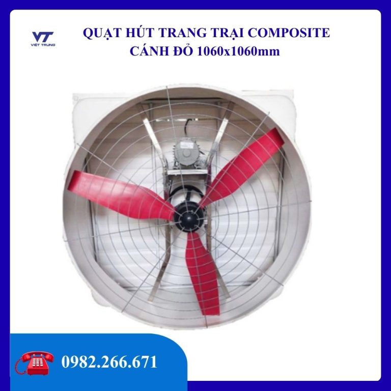 QUẠT HÚT TRANG TRẠI COMPOSITE CÁNH ĐỎ 1060x1060mm