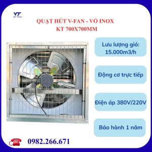 QUẠT HÚT VUÔNG VỎ INOX KT700X700MM