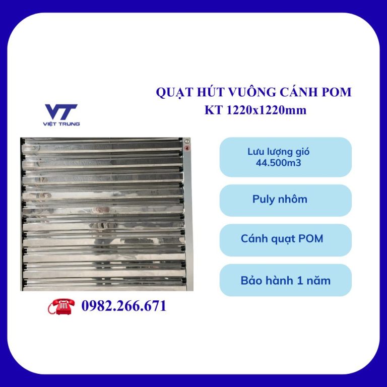 QUẠT THÔNG GIÓ VUÔNG TRANG TRẠI CÁNH POM 1220x1220MM