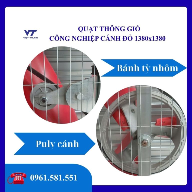 QUẠT THÔNG GIÓ CÔNG NGHIỆP CÁNH ĐỎ 1380×1380