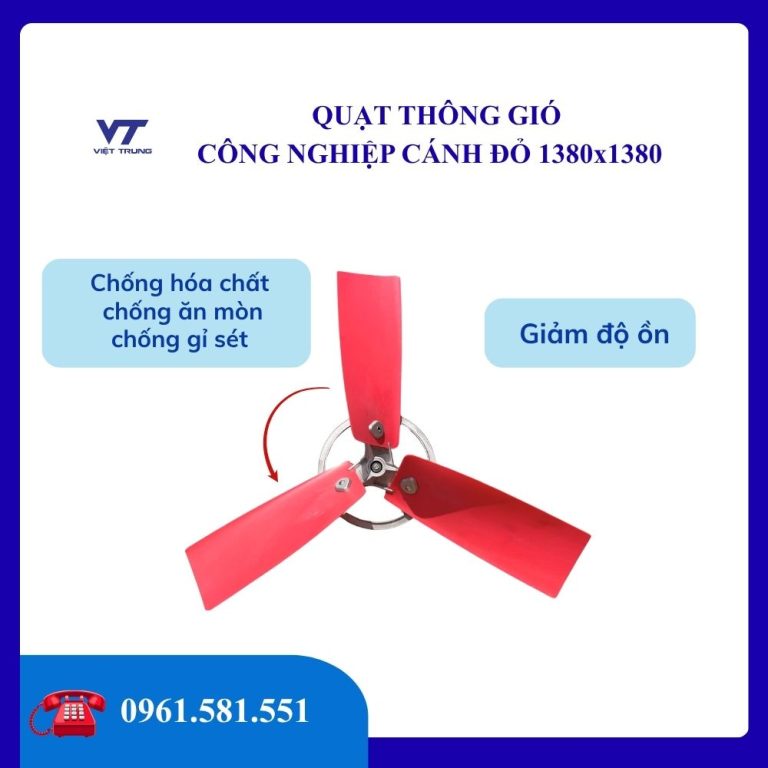 QUẠT THÔNG GIÓ CÔNG NGHIỆP CÁNH ĐỎ 1380×1380
