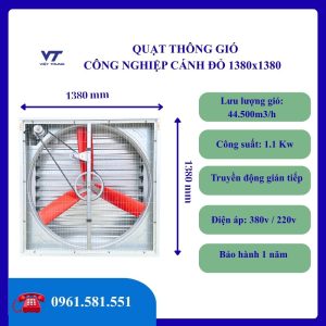 QUẠT THÔNG GIÓ CÔNG NGHIỆP CÁNH ĐỎ 1380×1380