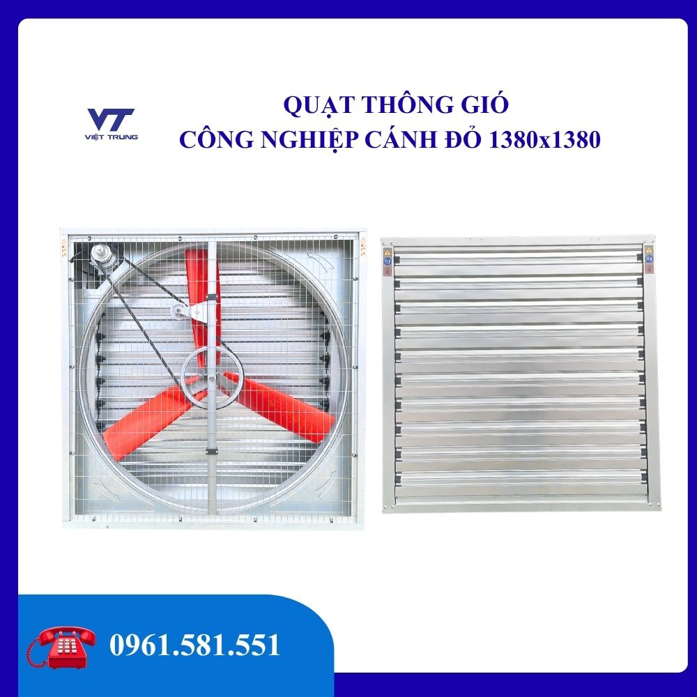 Quạt thông gió công nghiệp cánh đỏ 1380x1380