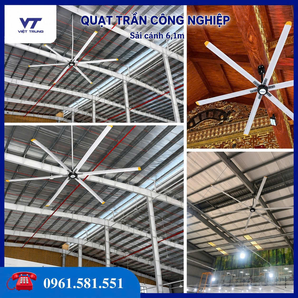 QUẠT TRẦN CÔNG NGHIỆP SẢI CÁNH 6,1M