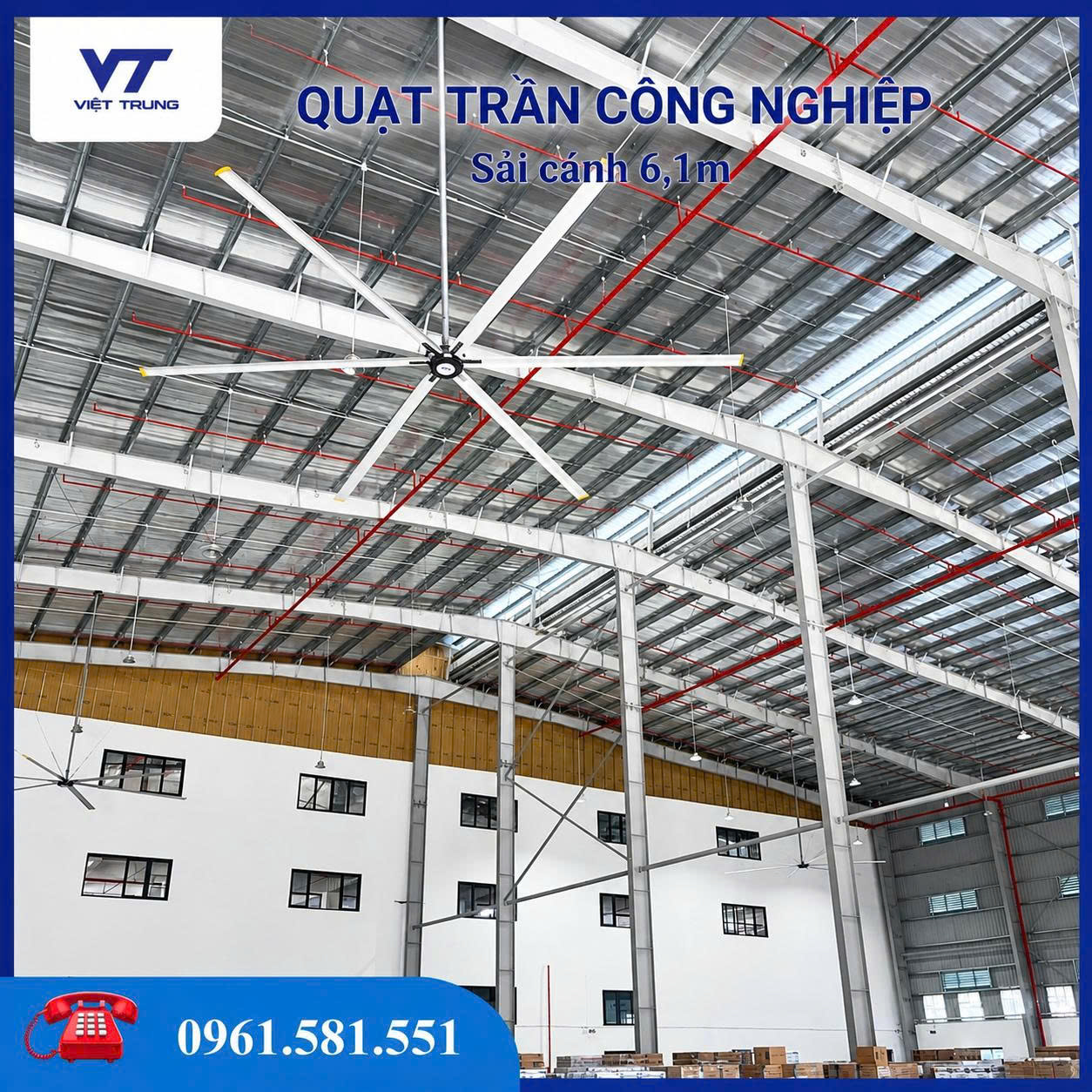 QUẠT TRẦN CÔNG NGHIỆP SẢI CÁNH 6,1M