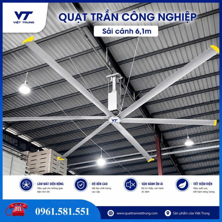 QUẠT TRẦN CÔNG NGHIỆP SẢI CÁNH 6,1M