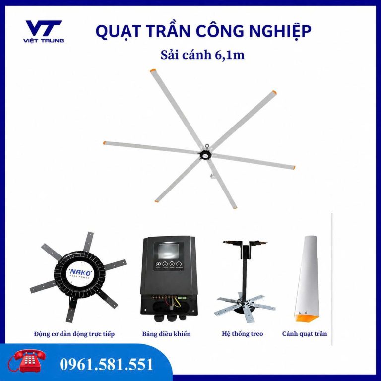 QUẠT TRẦN CÔNG NGHIỆP SẢI CÁNH 6,1M