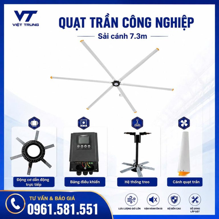 QUẠT TRẦN CÔNG NGHIỆP SẢI CÁNH 7.3M