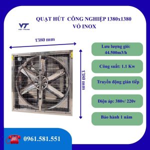 QUẠT THÔNG GIÓ CÔNG NGHIỆP 1380×1380 VỎ INOX